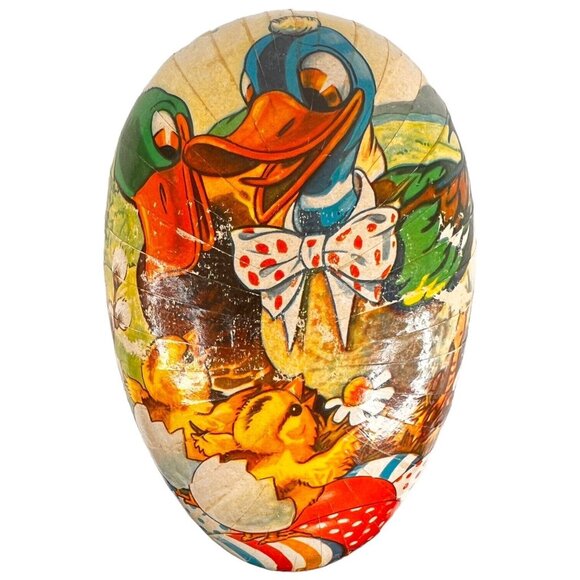 Unbranded Other - Vintage German Paper Mache Egg Candy Container 6” Doily Trim Ducks With Babies